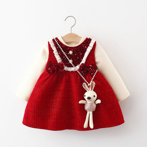 Girls Christmas Dresses Baby Girls Winter Cartoon Warm Dresses