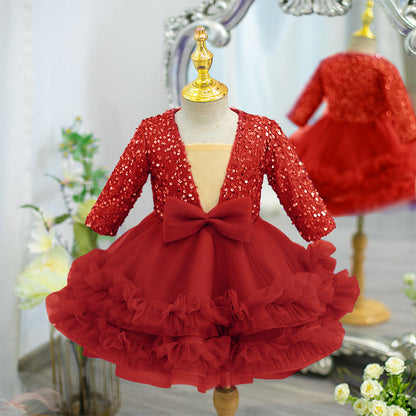 Girl Christmas Dress Lovely Baby Girl Sequin Birthday Dress Toddler Baptism Princess Dress