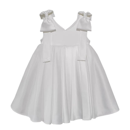 Girls Birthday Party Princess Dress Children White Bowknot Dress