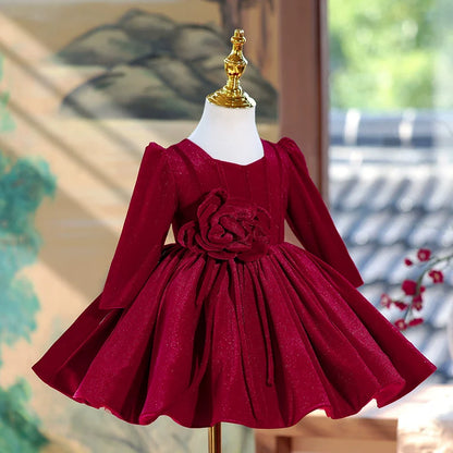 Elegant Baby Girl  Dress Flower Girl Dress Red Christmas dress