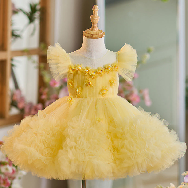 Girls Puffy Dress Flower Girl Birthday Princess Dress