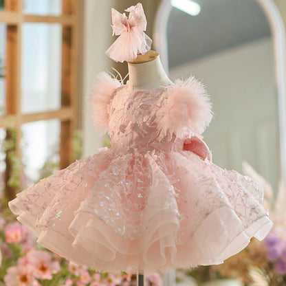 Flower Girl Dress Sequined Dress Fluffy Dress Toddler Beauty Pageant Princess Dress