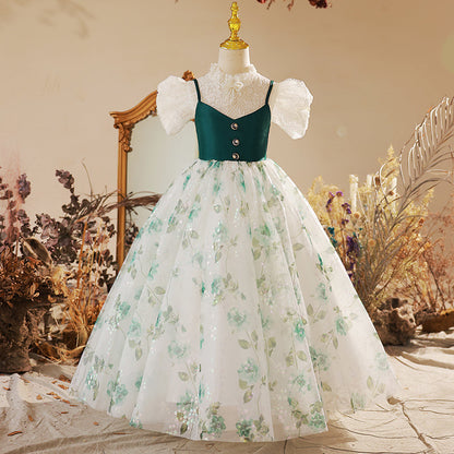 Elegant Luxury Flower Girl Wedding Birthday Party Princess Dress