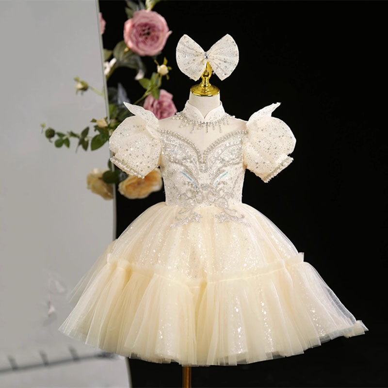 Luxurious Baby Girl Sequins Embroidery Dress Toddler Birthday  Party Dresses