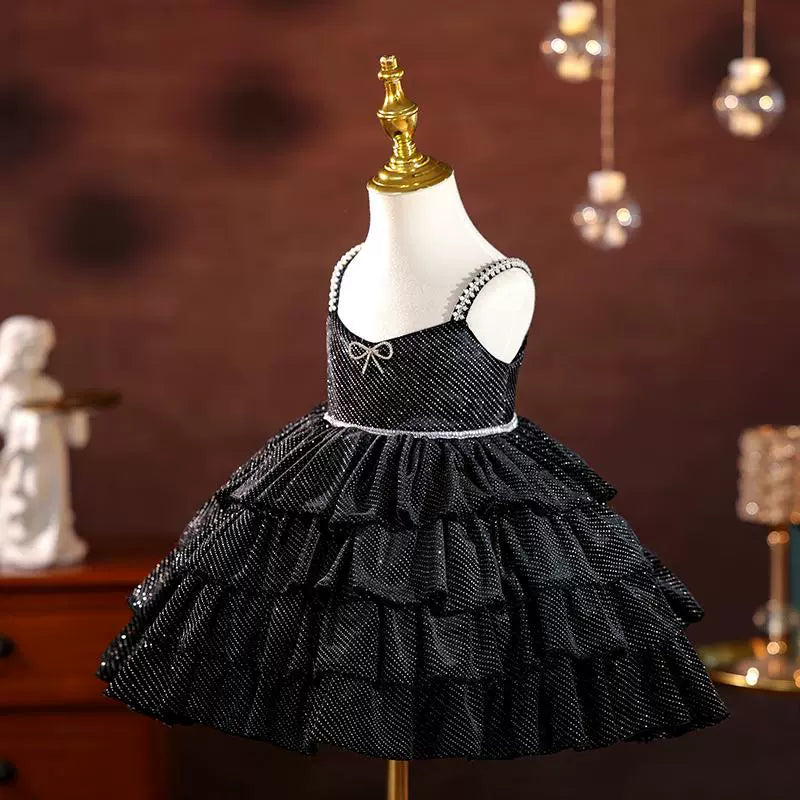 Girls Christmas Dress Girls Black Pageant Princess Dress