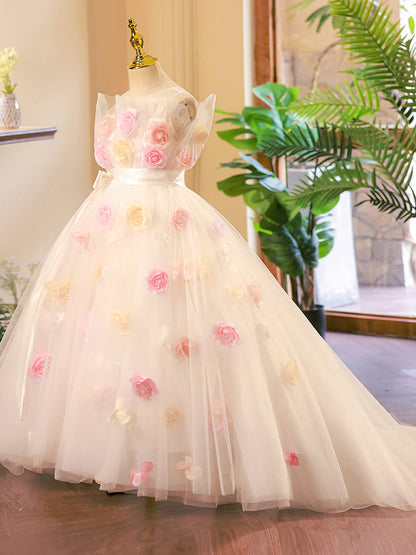 Elegant Baby Girl Princess Dress Summer Puffy Girl Dress Christening Dress