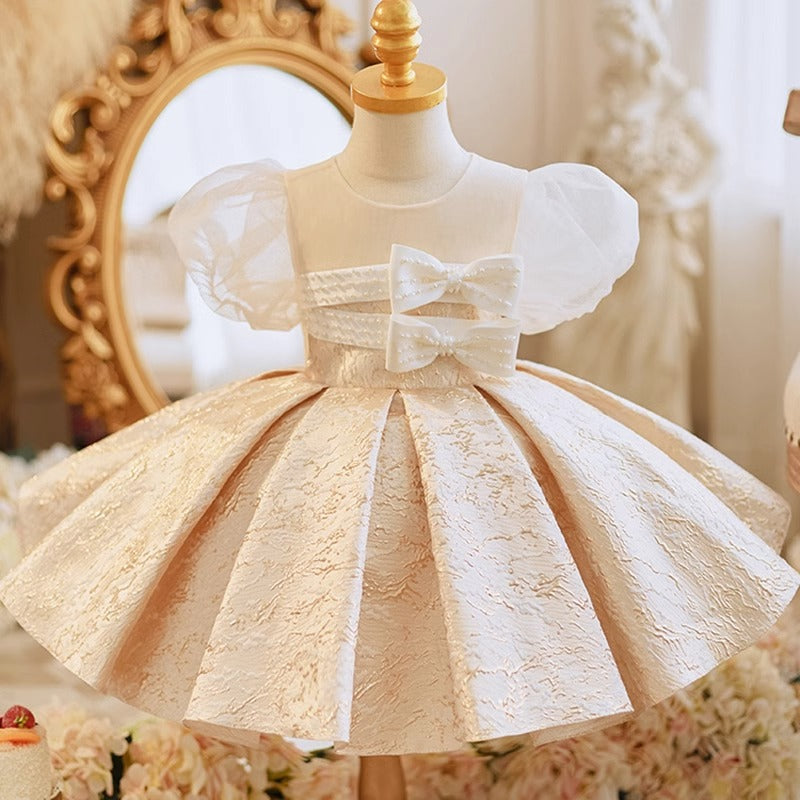 Flower Girl Birthday Wedding Party Dress Bowknot Princess Dress