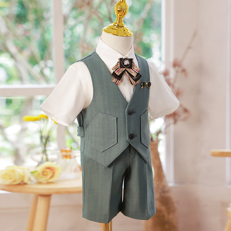 Summer Boys Wedding Birthday Costume Party Vest Suit