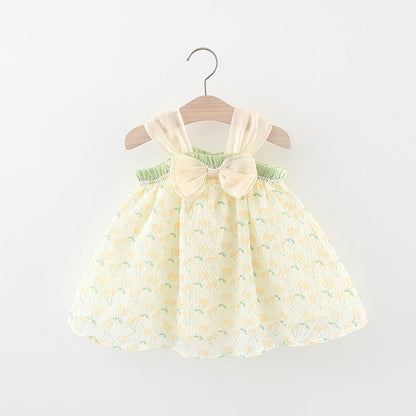 Sweet Baby Girl Cherry Print Suspender Dress