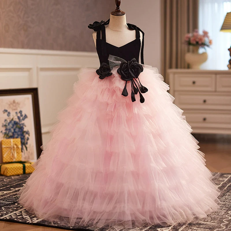 Girls Formal Dress Flower Girl Christening Dress Fluffy Dress