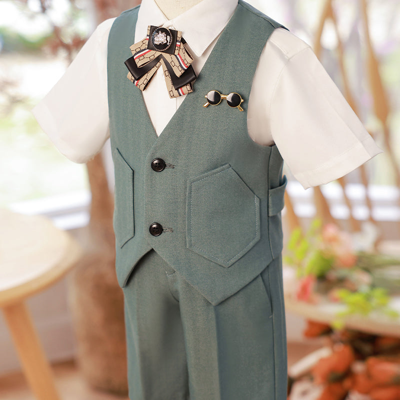 Summer Boys Wedding Birthday Costume Party Vest Suit