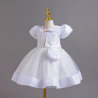 Elegant Baby Girls Mesh Flower Puffy Dress Toddler Princess Dress