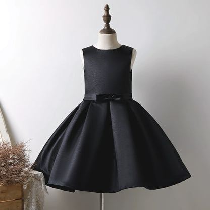 Girls Black Performance Birthday Dress with Bow