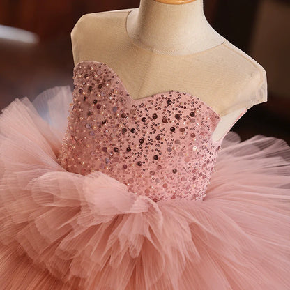 Girl Formal Dresses Girl Pink Birthday Party Princess Dress