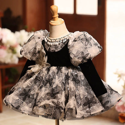 Luxurious Flower Girl Sequin Dress Toddler Birthday Pageant Princess Dress