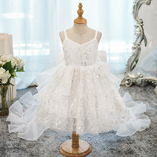 White Flower Girl Birthday Dress Princess Dress