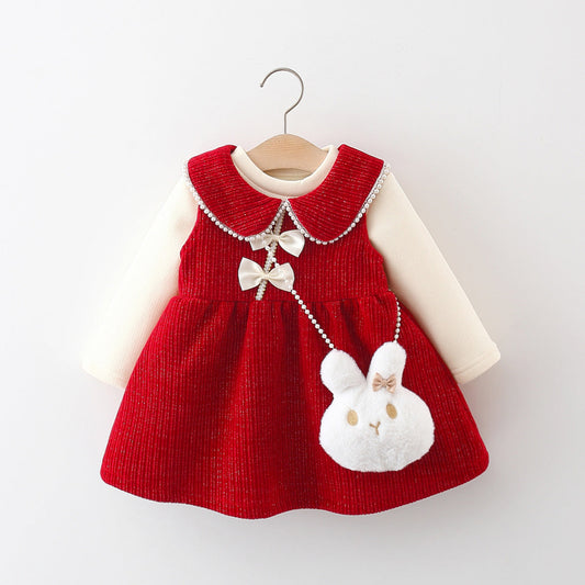 Girls Christmas Dresses Baby Girls Winter Rabbit Dresses