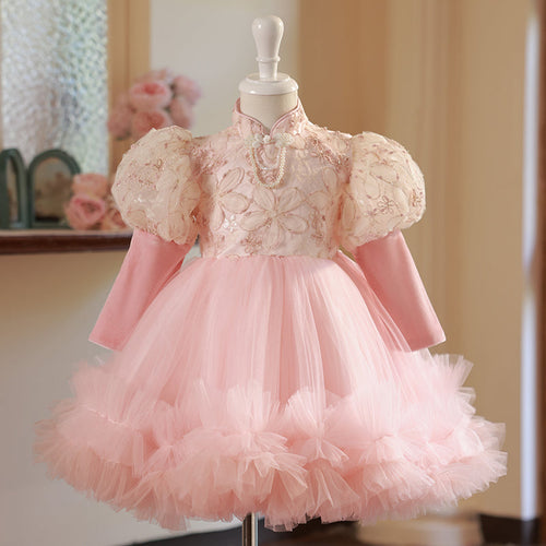 Luxurious Baby Girl Fluffy Christmas Dress Toddler Birthday Princess Dress