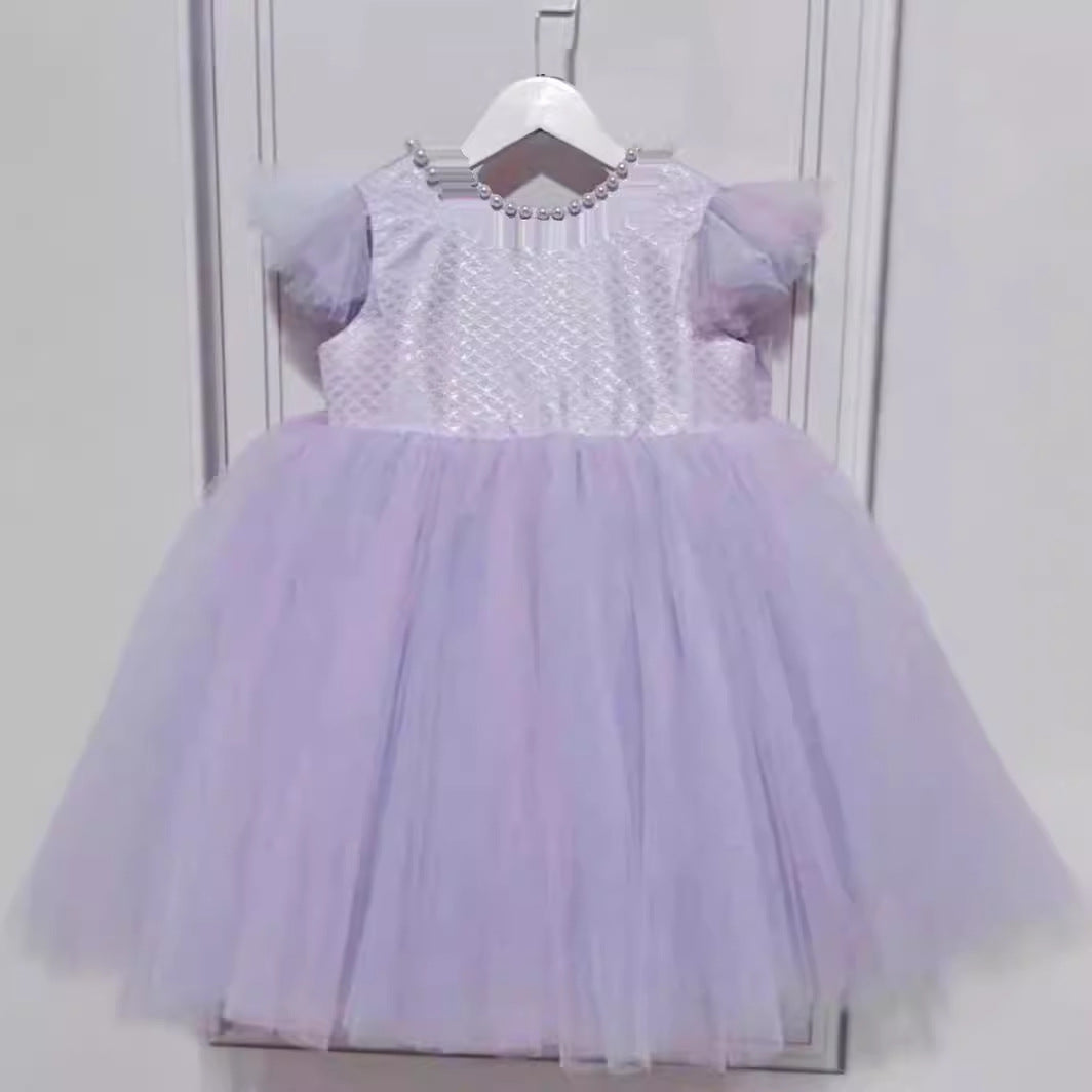 Purple Backless Princess Dress Mermaid Theme Dress