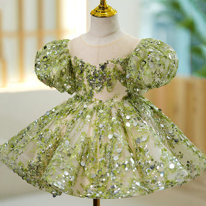 Elegant Baby Girls Flower Gir Dress Toddler Birthday Costume Puffy Princess Dress