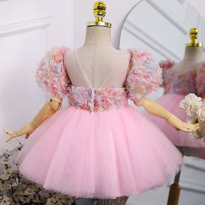 Girl Christmas Dress Baby Cute Girl Flowers Pageant Dress Toddler Birthday Princess Dress