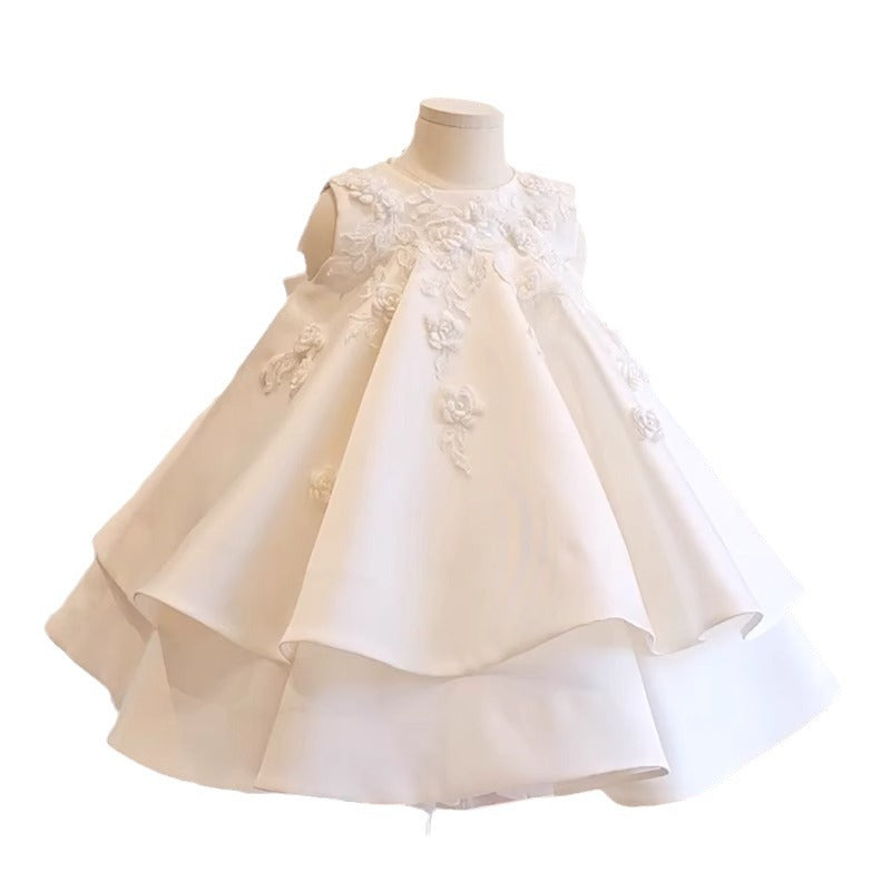 Girl Baptism Dress Flower Girl Dress Toddler Embroidery Birthday Princess Dress