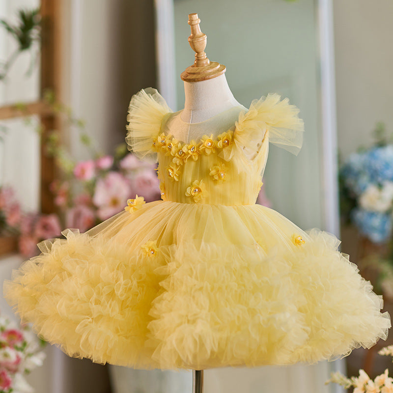 Girls Puffy Dress Flower Girl Birthday Princess Dress