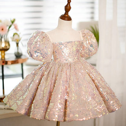 Summer Baby Girl and Toddler Birthday Party Dress Sequin Prom Dress