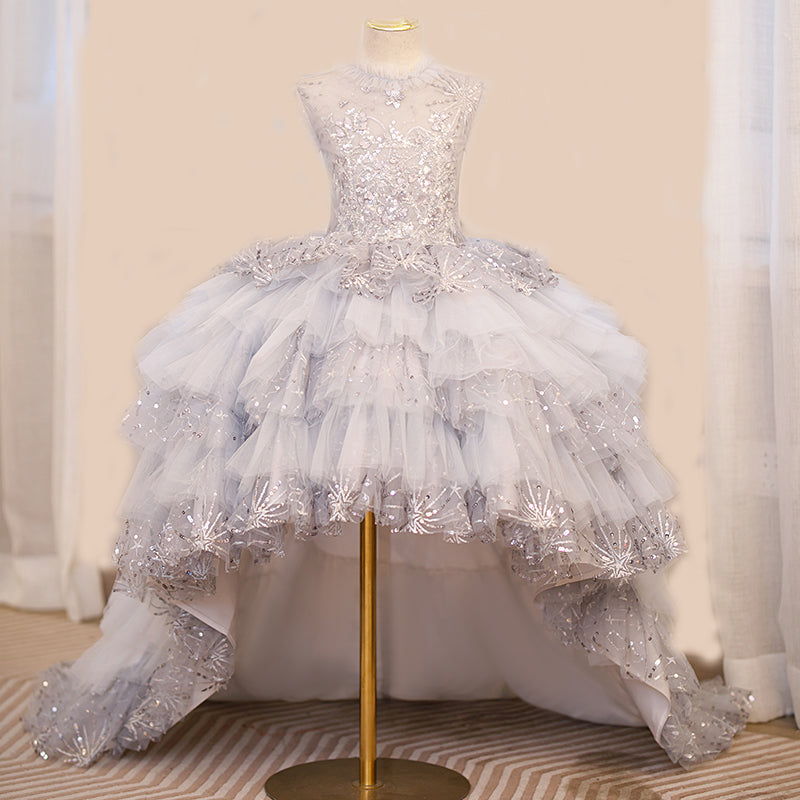 Flower Girl Sequins Fluffy Trailing Birthday Princess Dress