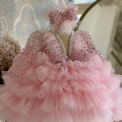 Luxurious Girls Sequins Puffy Ball Gown Toddler Birthday Pageant Dresses