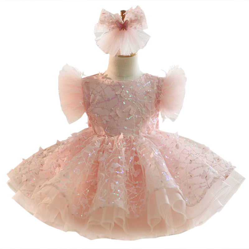 Flower Girl Dress Sequined Dress Fluffy Dress Toddler Beauty Pageant Princess Dress