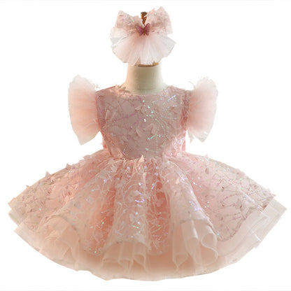 Flower Girl Dress Sequined Dress Fluffy Dress Toddler Beauty Pageant Princess Dress