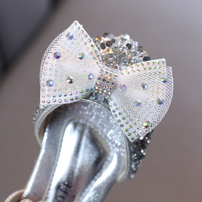 Elegant Girls Bow Tie Sequins Princess Shoes