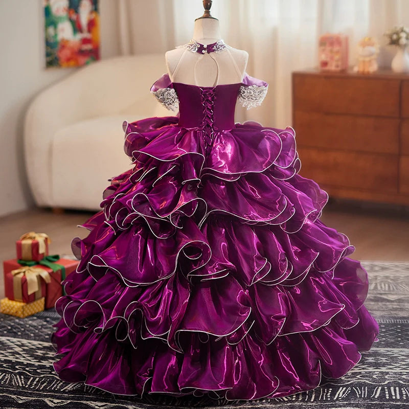 Purple Girls Dress Performance Costume Christmas Dress