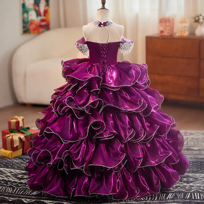 Purple Girls Dress Performance Costume Christmas Dress