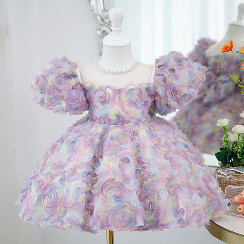 Toddler Prom Dress Girl Birthday Party Wedding Communion Dress Flower Fluffy Dress