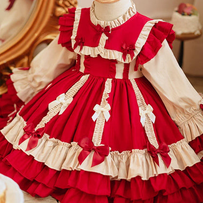 Girls Lolita Princess Dress Children French Dress Birthday Performance Dress