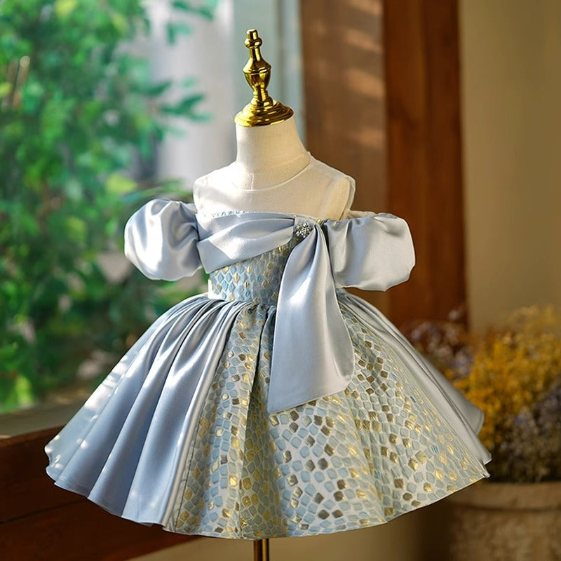 Flower Girl Dress Little Girl Shoulder Cutout Dress Pageant Wedding Princess Dress