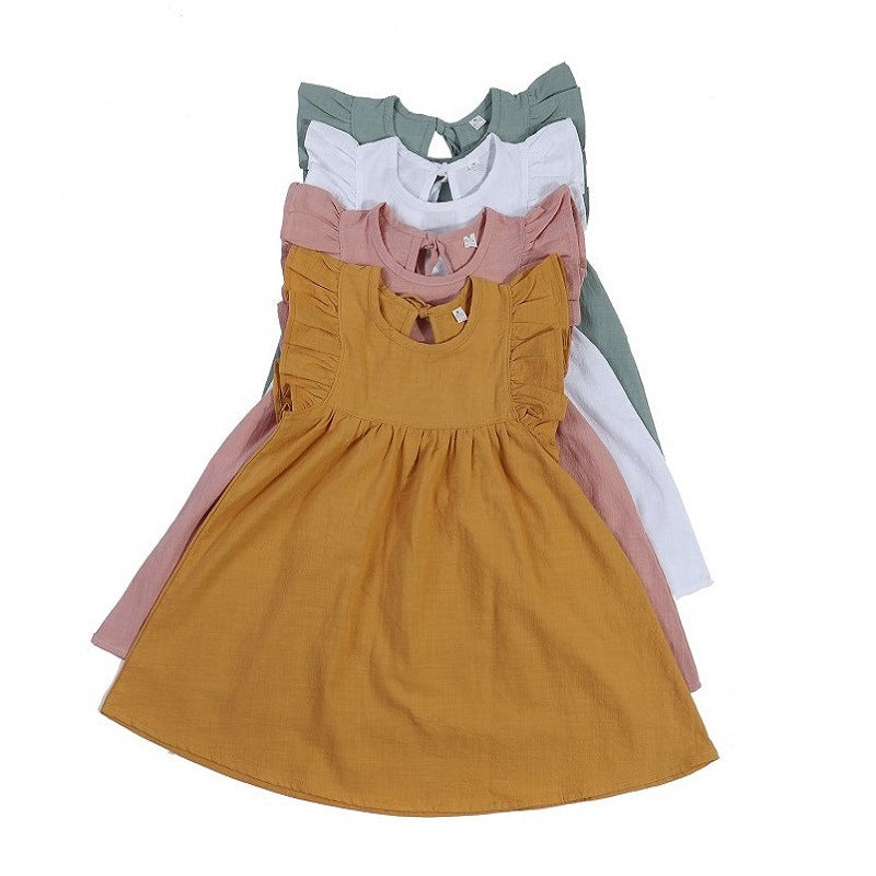 Summer Baby Girls Solid Color Princess Dress