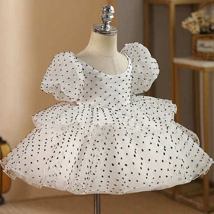 Elegant Baby Polka Dot Pageant Dresses Toddler Puffy Flower Girl Dresses