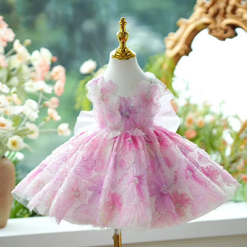 Luxurious Baby Girl Sequin Dress Toddler Birthday Pageant Princess Dress