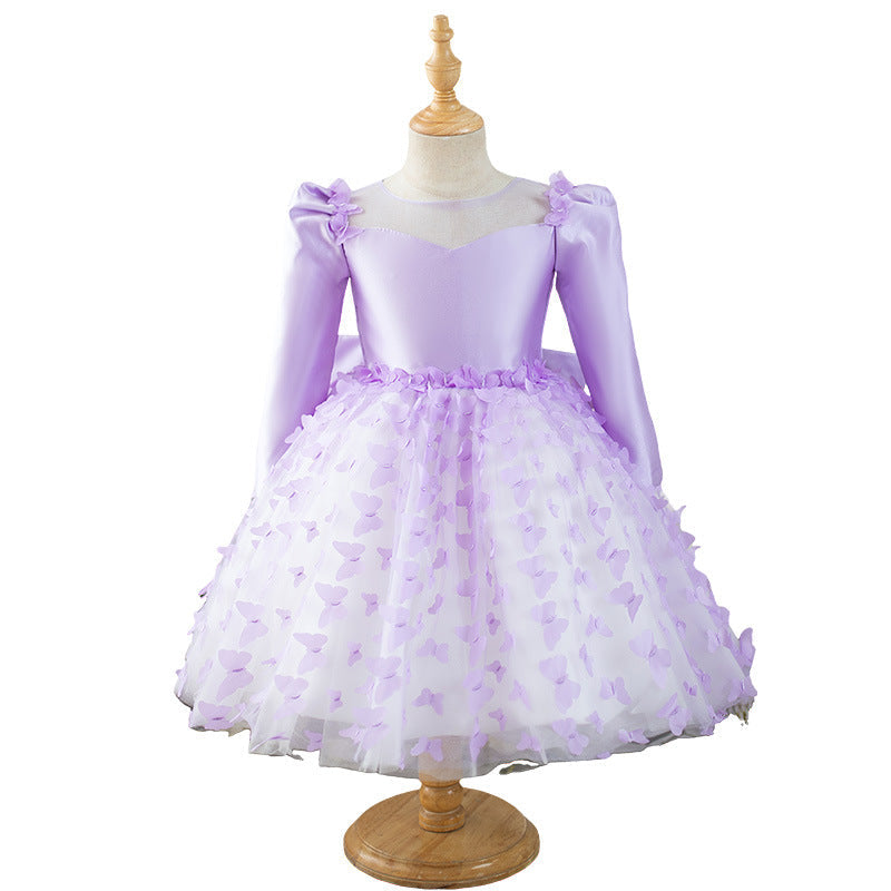 Elegant Baby Bow Pageant Dresses Toddler Mesh Party Princess Dresses