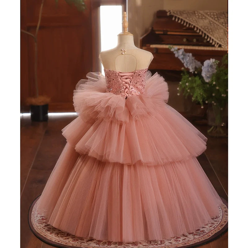 Girl Formal Dresses Girl Pink Birthday Party Princess Dress