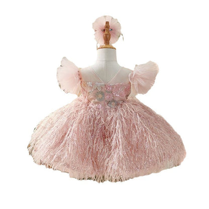 Luxurious Baby Girl Formal Puffy Party Dress Girl Fluffy Pageant Princess Dress