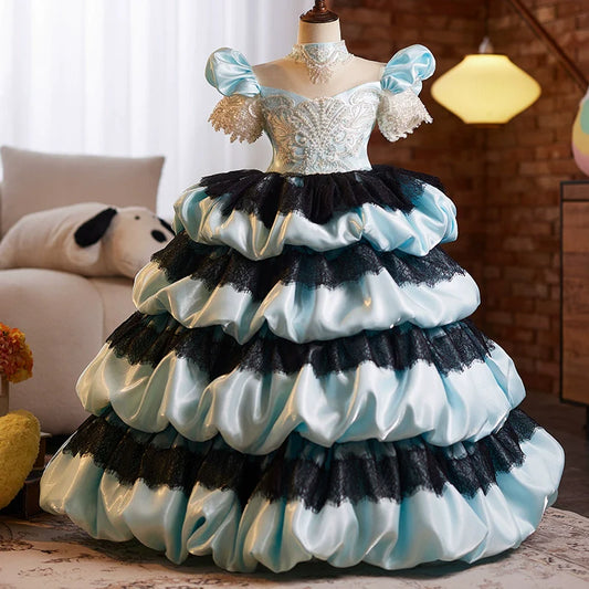 Girls Birthday Dress Children Party Sequin Princess Dress