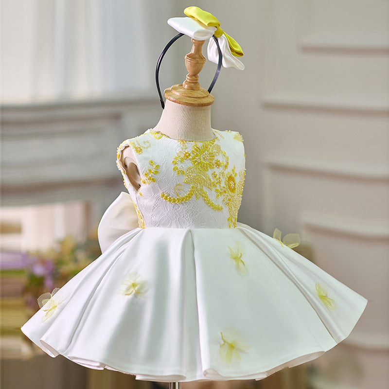 Girls Satin Elegant Princess Dress Baby Birthday Dress