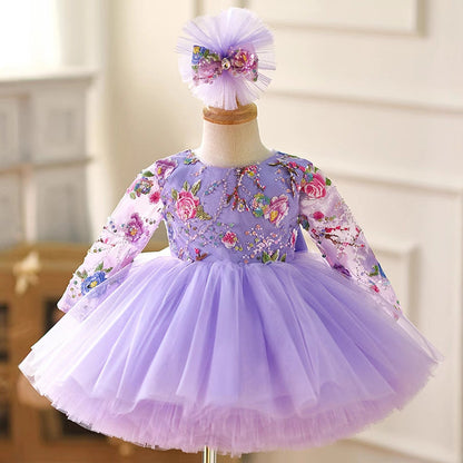 Flower Girl Dress Sequined Embroidered Christmas Dress Girls Birthday Pageant Dresses