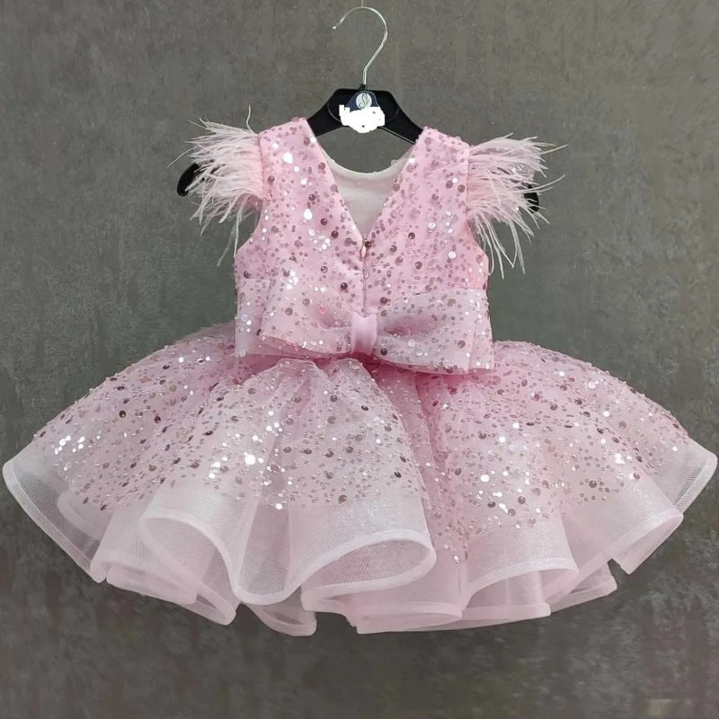 Flower Girl Dress  Sequined Dress Toddler Birthday Party Formal Dress