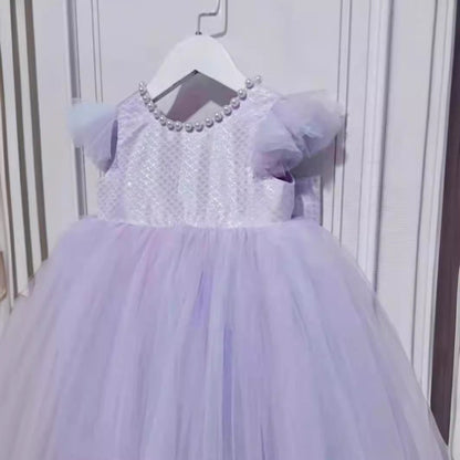 Purple Backless Princess Dress Mermaid Theme Dress