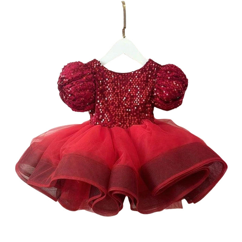 Lovely Baby Girl  Sequins Fluffy Christmas Dress   Toddler  Birthday Princess Dress